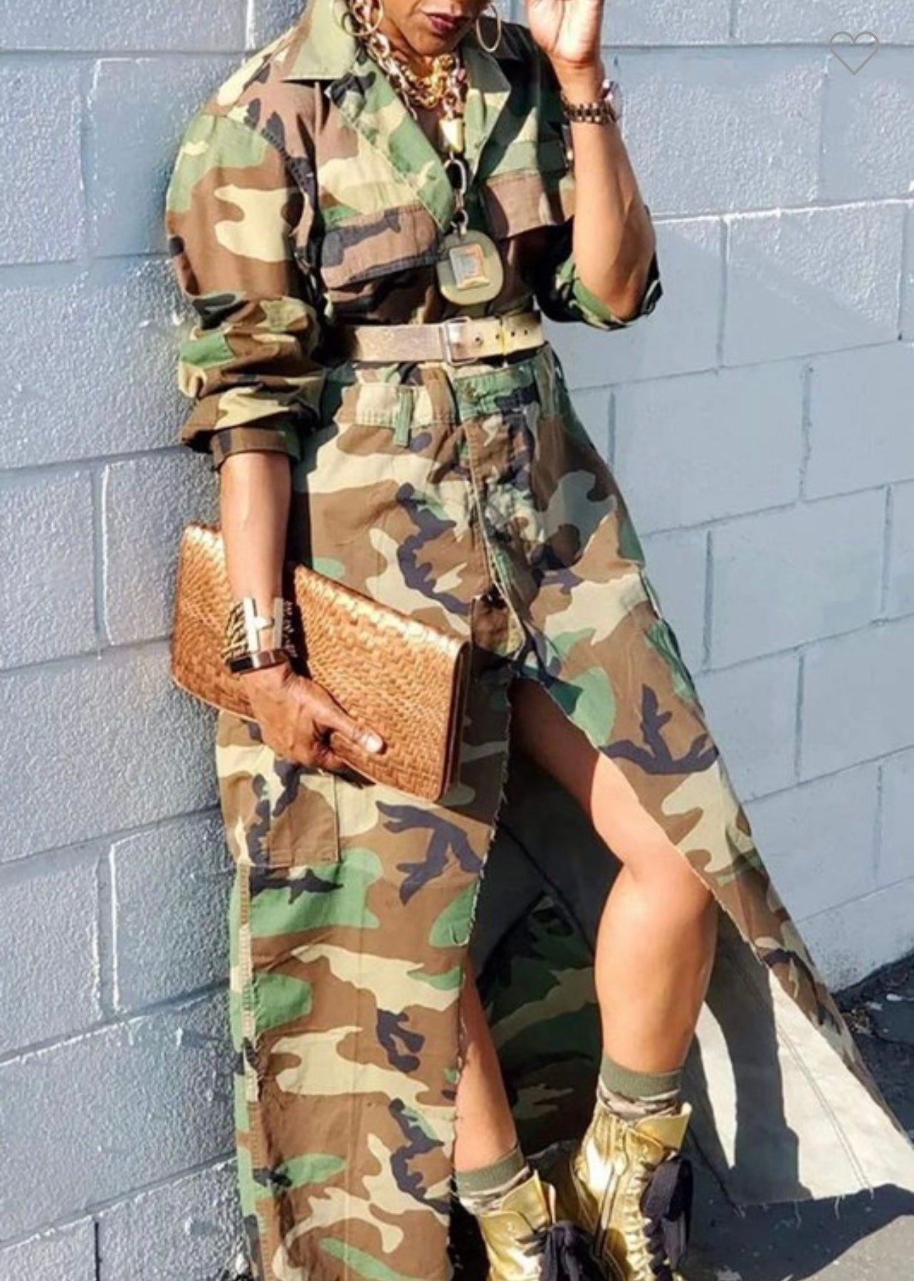 Camo High Split Dress- Without Belt